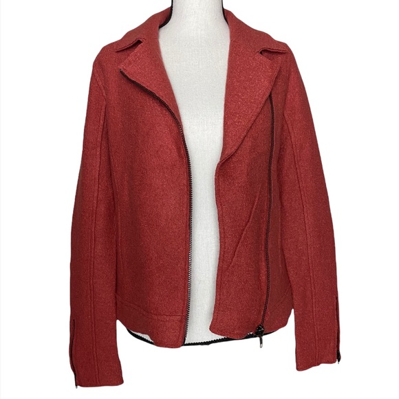 Tahari Boiled Wool Textured Asymmetrical Moto Jacket - Picture 3 of 9